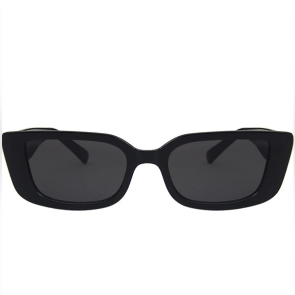 156. NEW| Modern Gold V Accent Rectangular Shape Black Sunglasses - Picture 7 of 10
